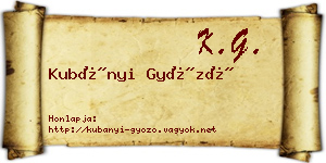 Kubányi Győző névjegykártya